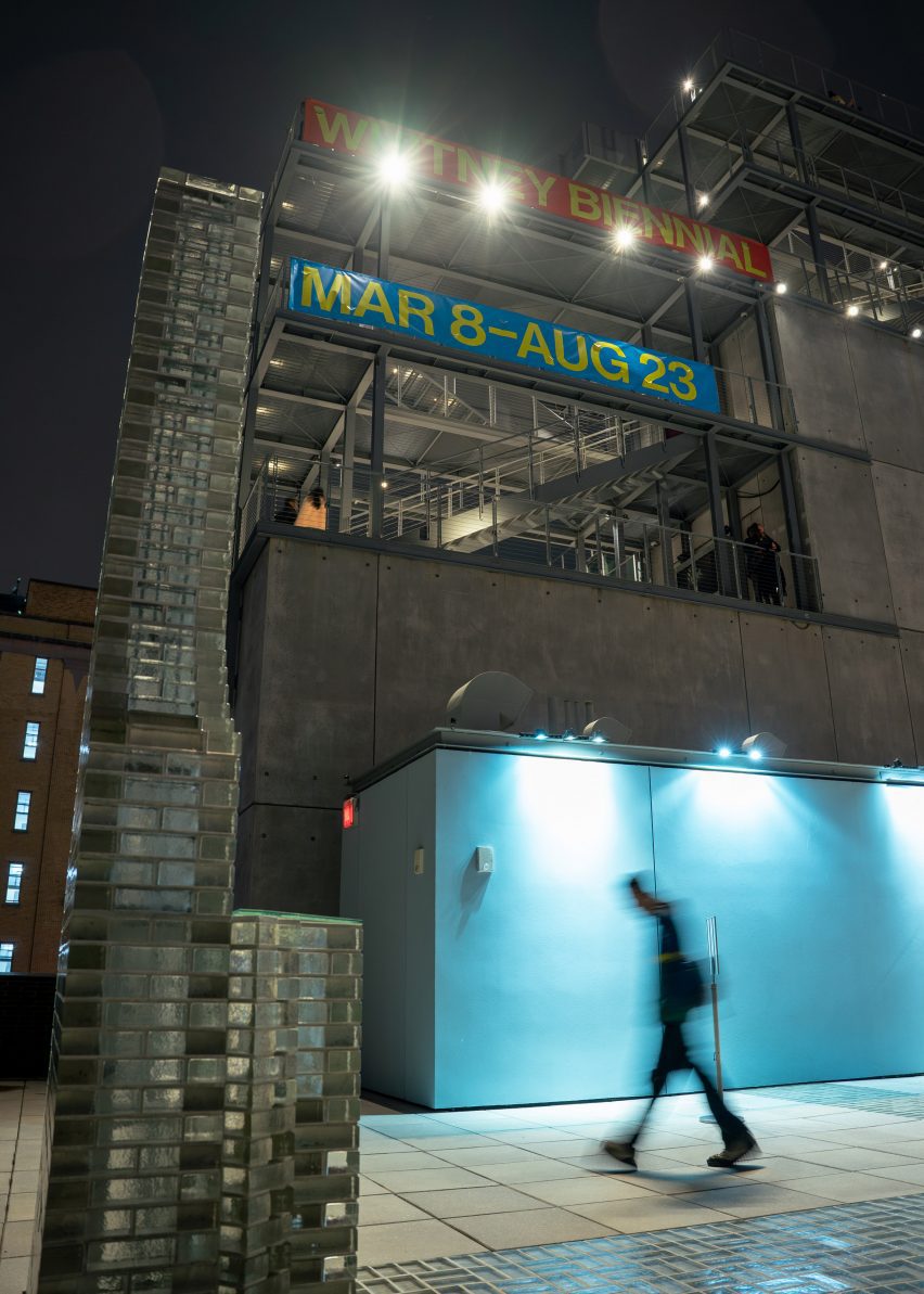 Kelly Akashi Glass-brick chimney at the Whitney Museum