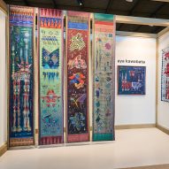 Photo of the Satellite stand by Aya Kawabata showing hanging textiles