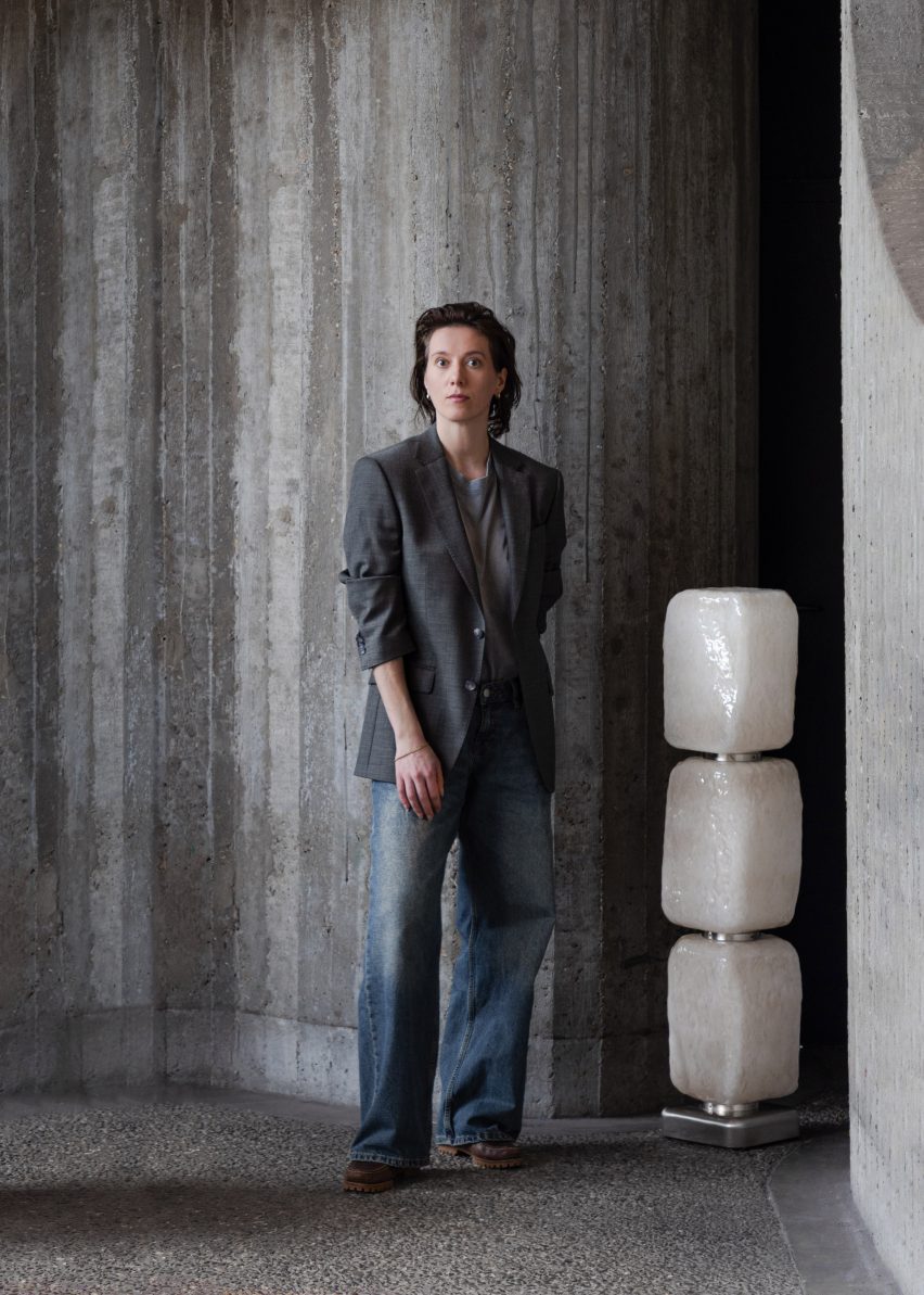 Linde Freya Tangelder with her Wax, Stone, Light lamp