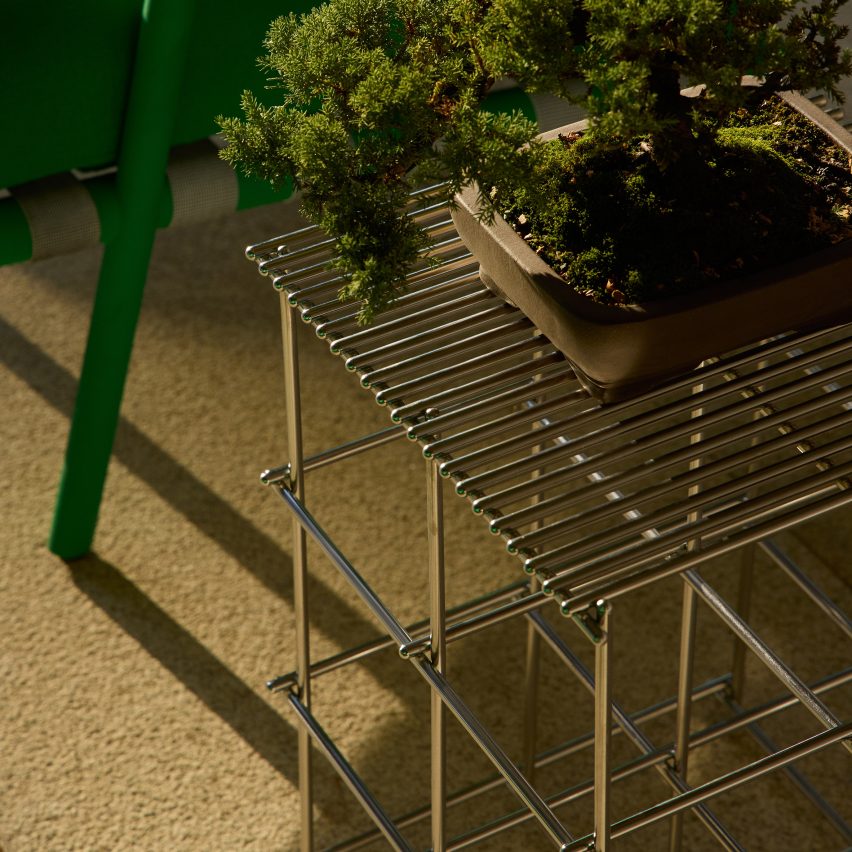 Scaffold outdoor occasional tables by Haldane