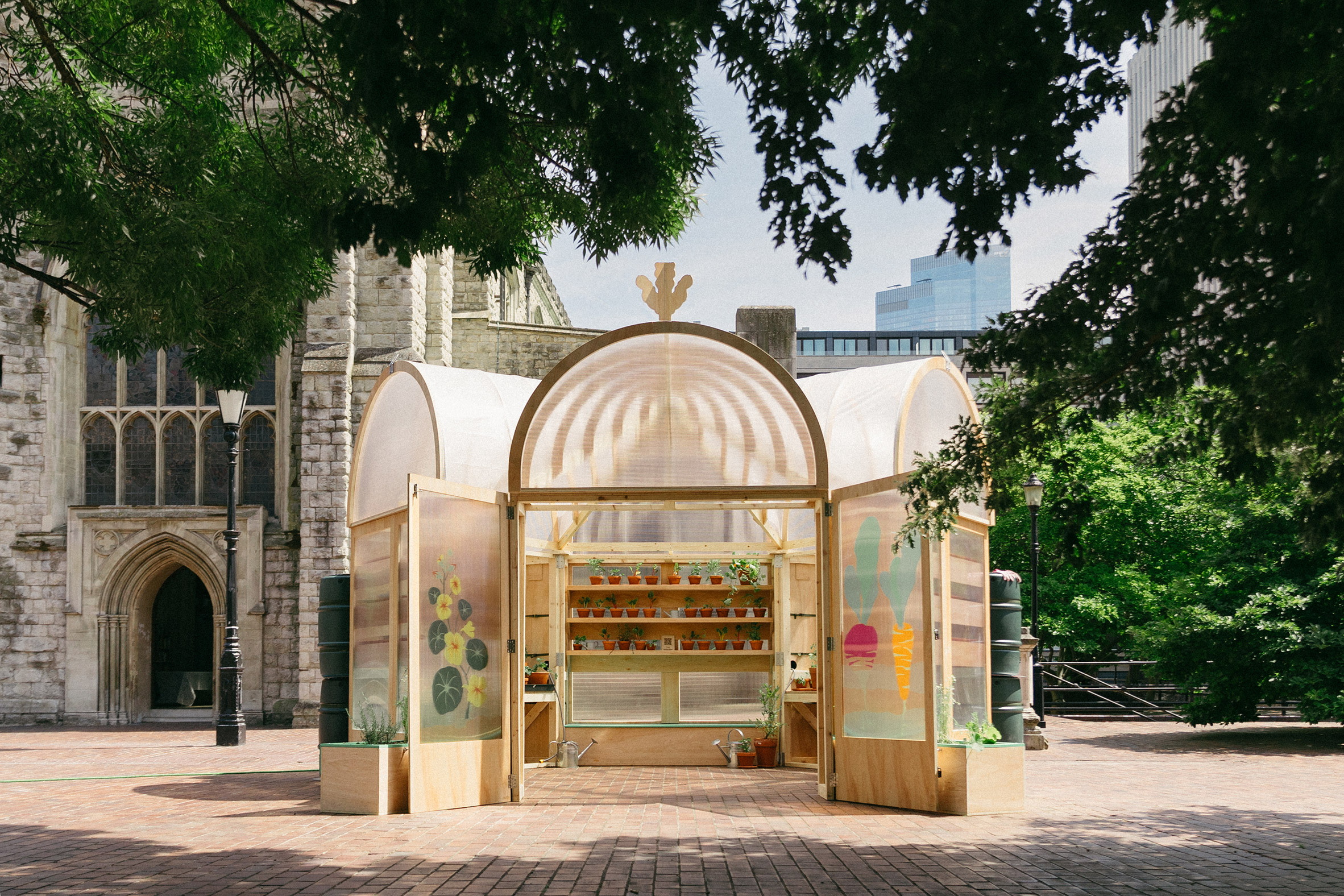 The Veggery greenhouse at the Barbican by Studio Folk Architects and Raskl