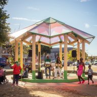 What Goes Around modern bandstand on Mitcham Fair Green by Charles Holland Architects and RASKL