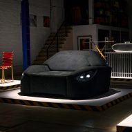 Black chair with headlights