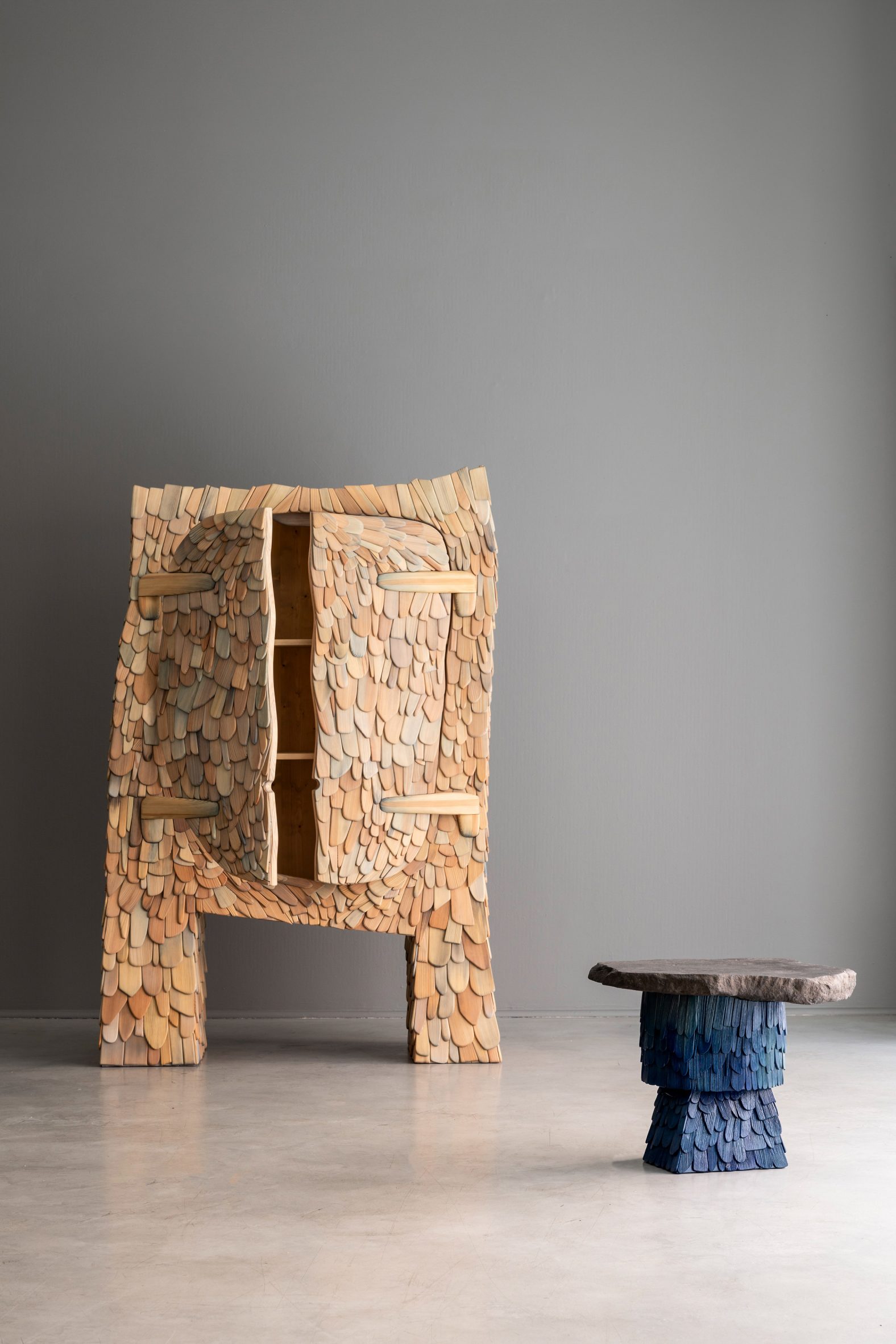 Cabinet and table in wood