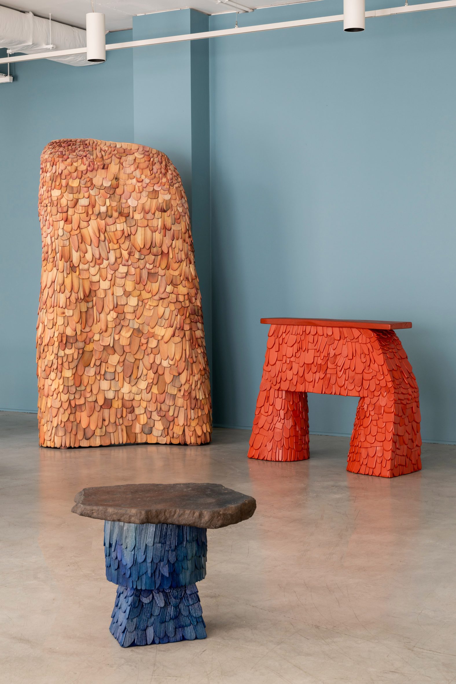 Colourful wooden furniture