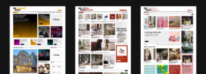 Homepages of Dezeen Awards, Dezeen Showroom and Dezeen Events Guide